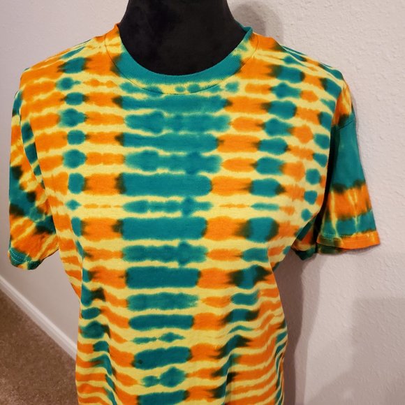 Tie Dye boho Style crew neck short sleeve T-shirt 100% cotton Size M. - Picture 3 of 10